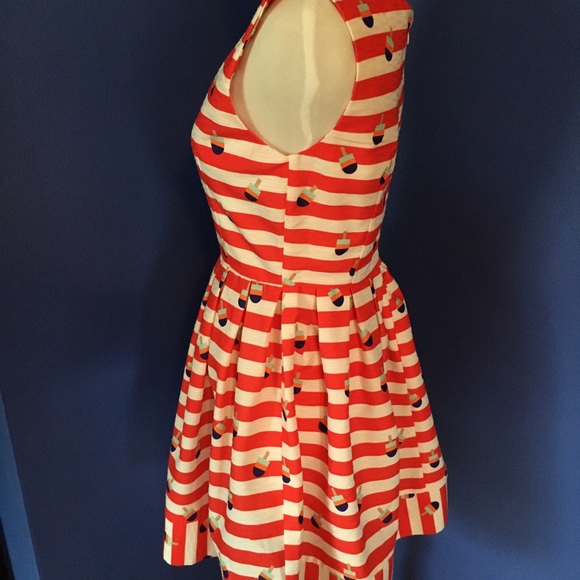 Kling Red & White Stripe summer dress with colorful popsicle print retro pinup - Picture 3 of 16